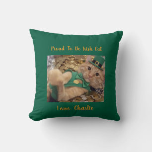Coussin Chat lutin de la Saint-Patrick 