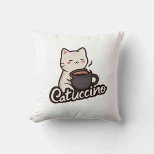 Coussin Chat mignon avec café – Catuccino
