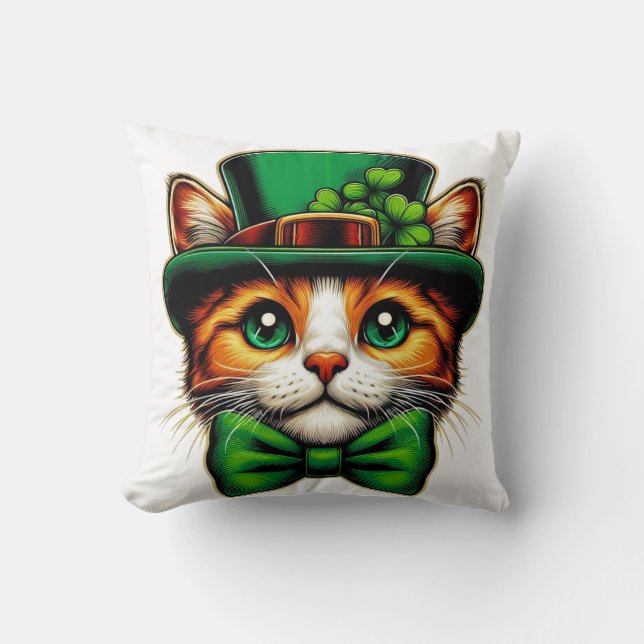 Coussin Chat mignon/chaton Saint Patrick's Day (Recto)