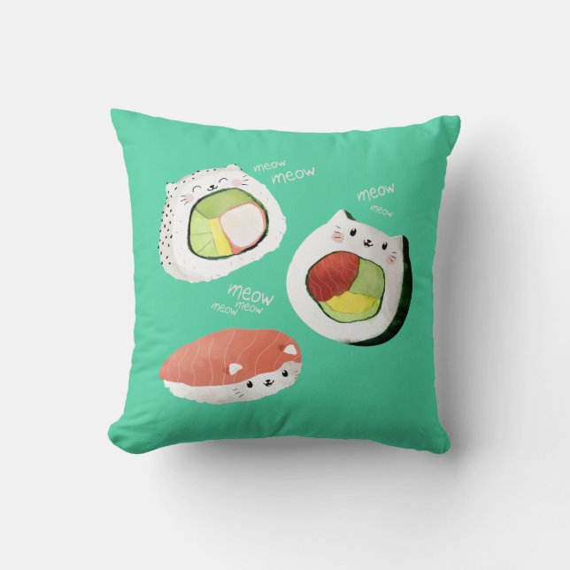 Coussin Chat mignon de sushi (Recto)