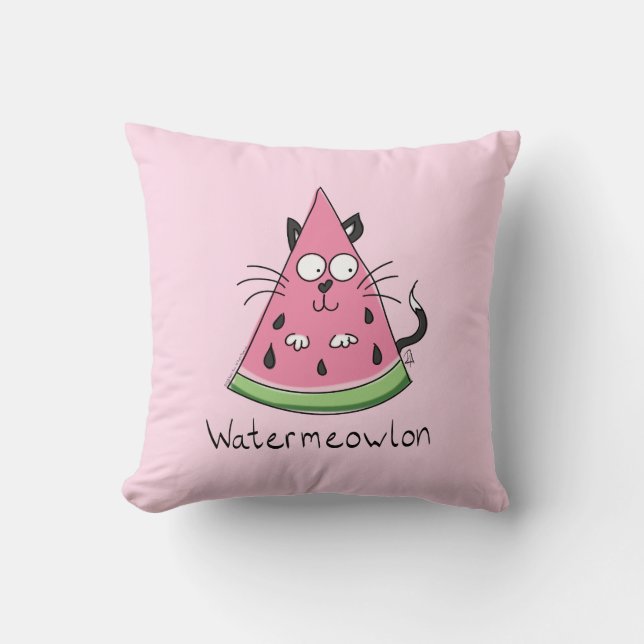 Coussin Chat Mignon Enfant Pastèque (Recto)