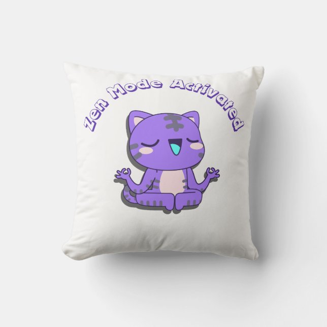 Coussin chat mignon, mode zen, chat zen (Recto)