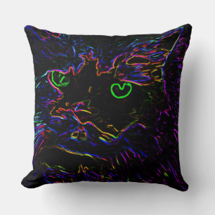 Coussin Chat Neon Glow