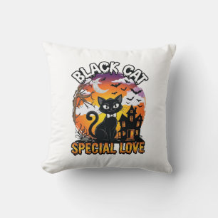 Coussin Chat Noir Amour Spécial Halloween Maison Hantée Ch