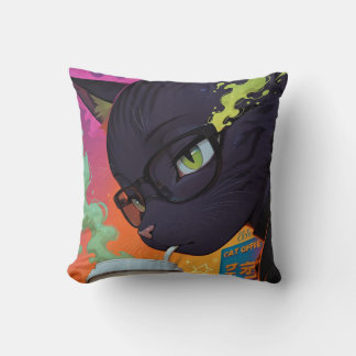 Coussin Chat noir animé mystique