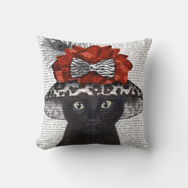 Coussin Chat noir avec Casquette fabuleux (Recto)