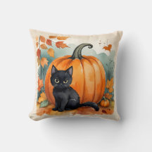 Chat noir avec Halloween décorative Citrouille
