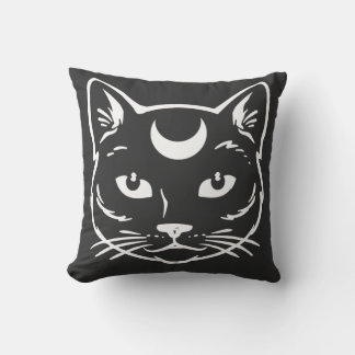 Coussin Chat noir avec lune
