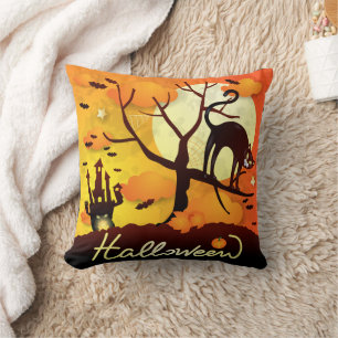 Coussin Chat noir d'Halloween