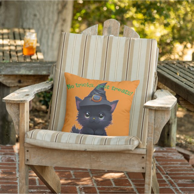 Coussin Chat noir d'Halloween drôle (Chaise)