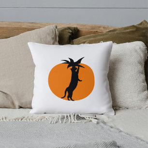 Coussin Chat noir drôle Tomate orange Moderne Blanc Person