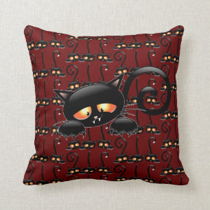 Coussin Chat noir éffrayant