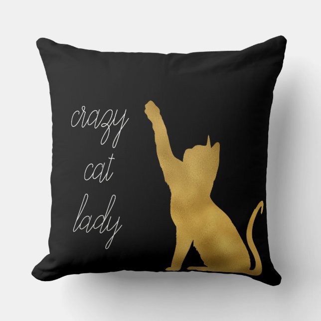 Coussin Chat noir en or (Recto)