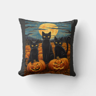 Coussin Chat noir Halloween Amoureux de les chats Starry N