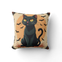 CHAT NOIR HALLOWEEN AVEC BATS