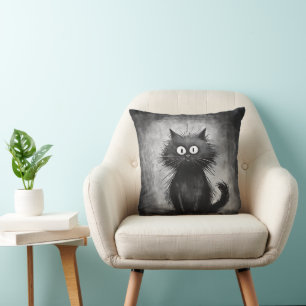 Coussin Chat noir moelleux