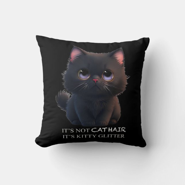 Coussin Chat noir moelleux (Recto)