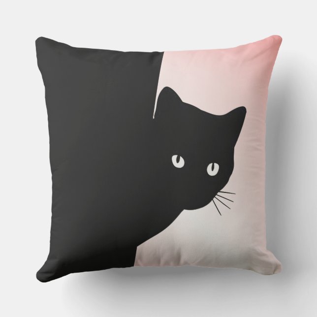 Coussin Chat noir rusé rose (Verso)