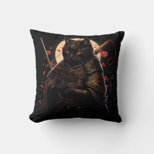 Coussin Chat noir Samurai