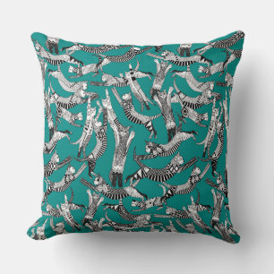 Coussin chat partie bleu turquoise