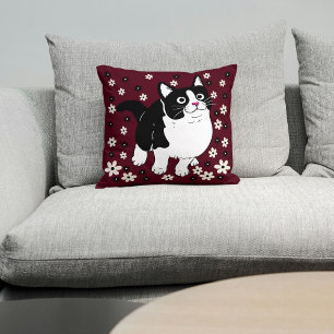 Coussin Chat Pour Animaux Sur Cuite Blanc Noir Bourgogne