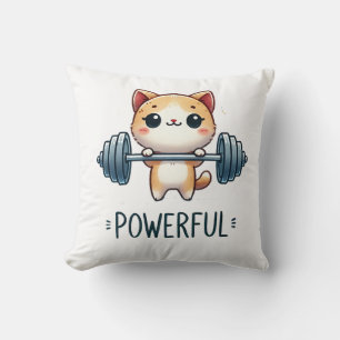 Coussin Chat Puissant Soulève Des Poids, Art De Kitty De G