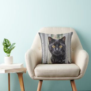 Coussin Chat regarde par une fenêtre humide
