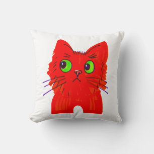 Coussin Chat rouge vif — Wonder à grand oeil avec une tors