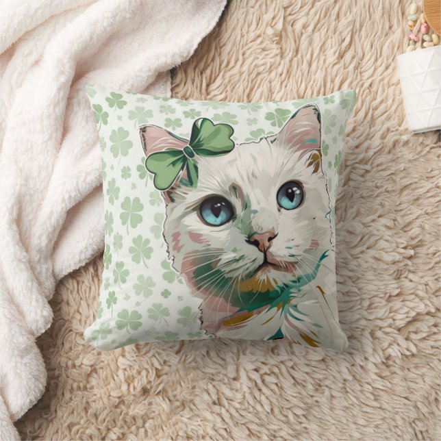Coussin Chat shamrock aux yeux bleus (Couverture)
