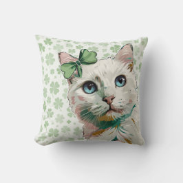 Coussin Chat shamrock aux yeux bleus