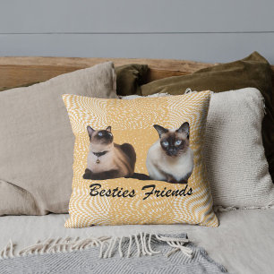 Coussin Chat siamois mignon personnalisé photo beige à car