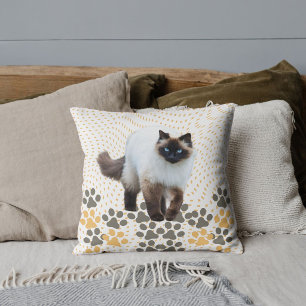Coussin Chat Siamois Mignon Personnalisé Photo Patte Beige