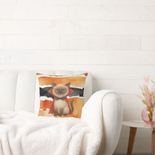 Coussin Chat siamois pour Amoureux de les chats Halloween