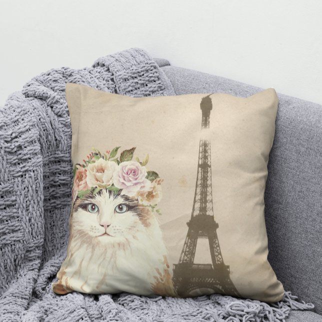 Coussin Chat & Tour Eiffel (Créateur téléchargé)