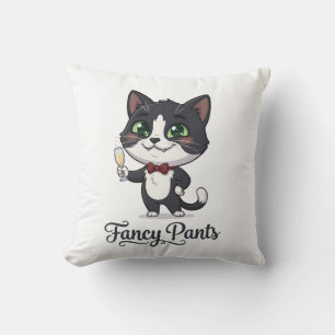 Coussin Chat Tuxedo Fancy Pants Porte un Toast