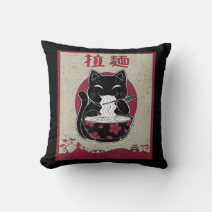 Coussin Chat vintage Ramen Kawaii Anime Japonaise Gift Gir