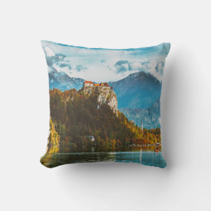 Coussin Château de Bled : Vue sur la falaise slovène.