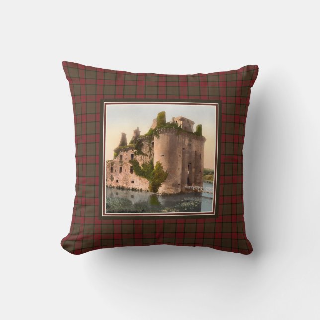Coussin Château de Caerlaverock vintage Clan Maxwell Tarta (Recto)