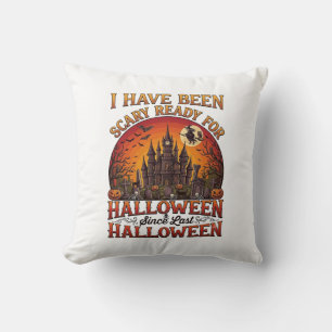Coussin Château Hanté Halloween Sorcière Citrouille Prêt E