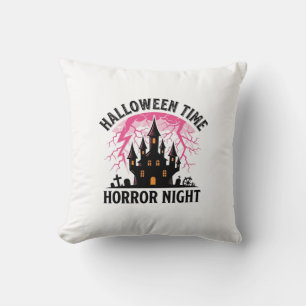 Coussin Château Hanté Nuit d'Horreur Halloween Vintage