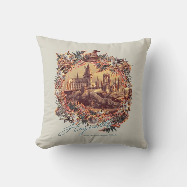Coussin CHÂTEAU HOGWARTS™ Graphique floral (Recto)