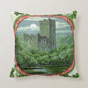 Coussin Château vert de Blarney Irlande Trèfle