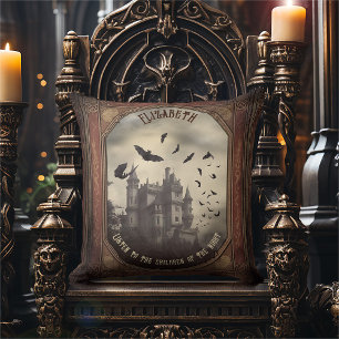 Coussin Château victorien vintage de Dracula, romantique g