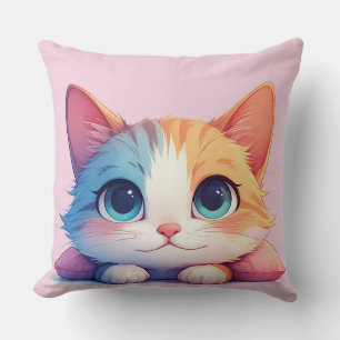 Coussin Chaton aux yeux écarquillés se détendant sur un or