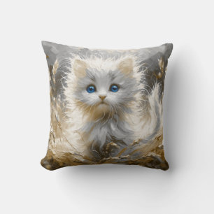 Coussin Chaton blanc précieux