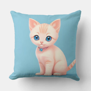 Coussin Chaton de dessin animé adorable avec des yeux bleu
