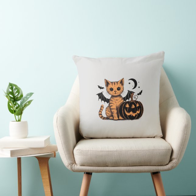 Coussin Chaton d'Halloween (Chaise)