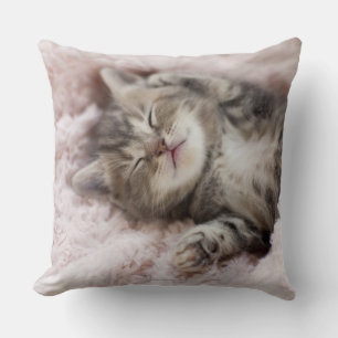 Coussin Chaton dormant sur la serviette