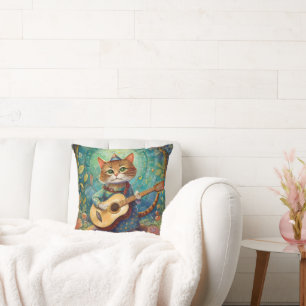 Coussin Chaton Jouant de la Guitare