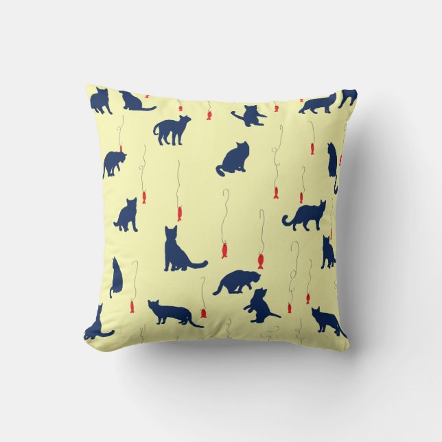 Coussin Chatons bleus et poissons rouges (Recto)